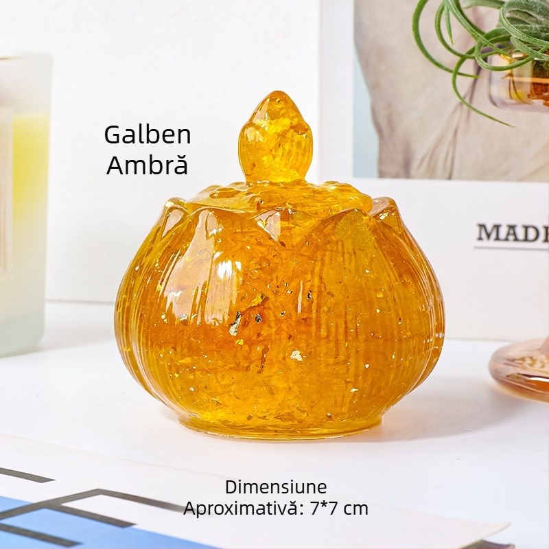 Apeng Crystal vas lotus din rășină epoxidică cu cristale zdrobite, ornament din cristal pentru decor și depozitare, vas demagnetizant