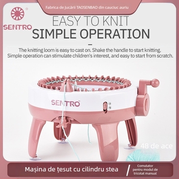 Mașină de tricotat cu 48 de ace, manuală, pentru fular — jucărie DIY pentru copii, joc de rol