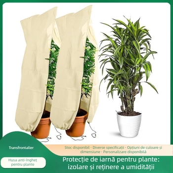 Acoperire de iarnă pentru plante, din țesătură nețesută groasă, cu șnur, protecție împotriva prafului și frigului