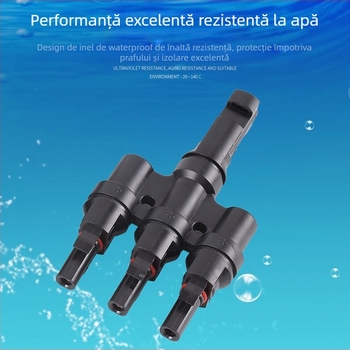 Conector fotovoltaic MC4 Zhenglian, adaptor impermeabil de tip T cu ieșiri multiple pentru energie solară