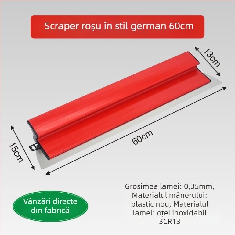 Instrument pentru gletuit, lamă din oțel inoxidabil, pentru gletuit și nivelarea pereților.