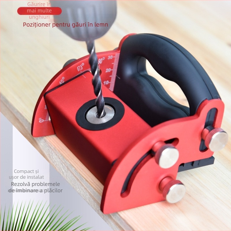 Set de localizatoare pentru găuri din aliaj de aluminiu pentru tâmplă (4 buc.) – localizator de găuri înclinat, creion pentru linia centrală, instrument de montaj pentru îmbinări din lemn