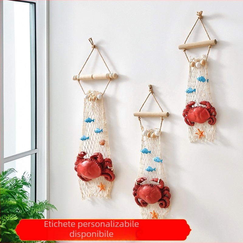 Model din rășină cu crab și rac, pandantiv pentru perete, decor marin mediteranean