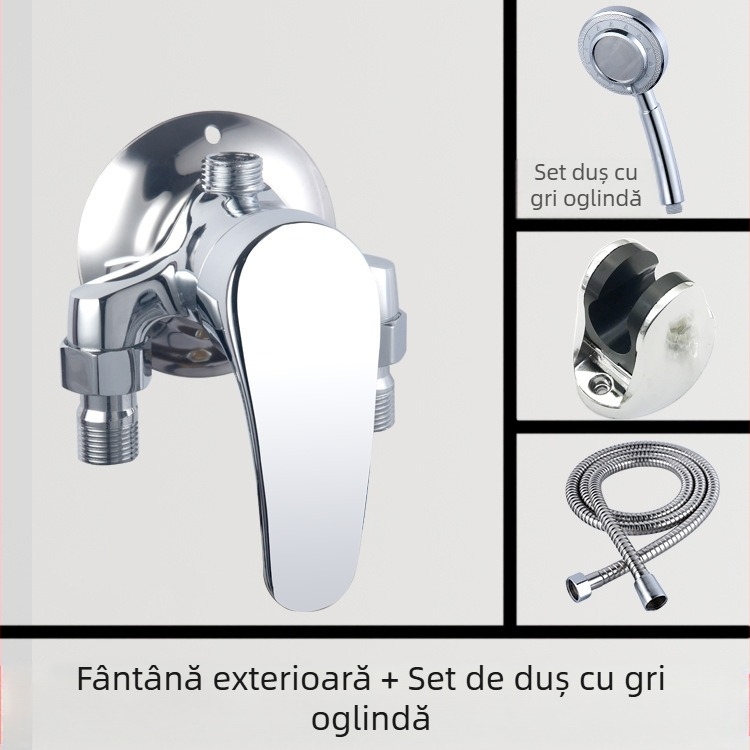 Robinet de duș triunghiular montat pe suprafață cu amestec cald/rece – interval 0–90°C, presiune de lucru 1.6 MPa, debit 10 L/min