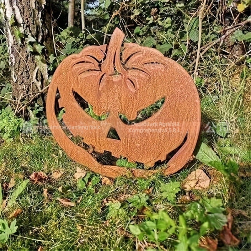 Ornamente din fier pentru Halloween și Crăciun, dovleac în temă, pentru grădină/curte în aer liber, decor cu plug-in, LD brand, personalizabile