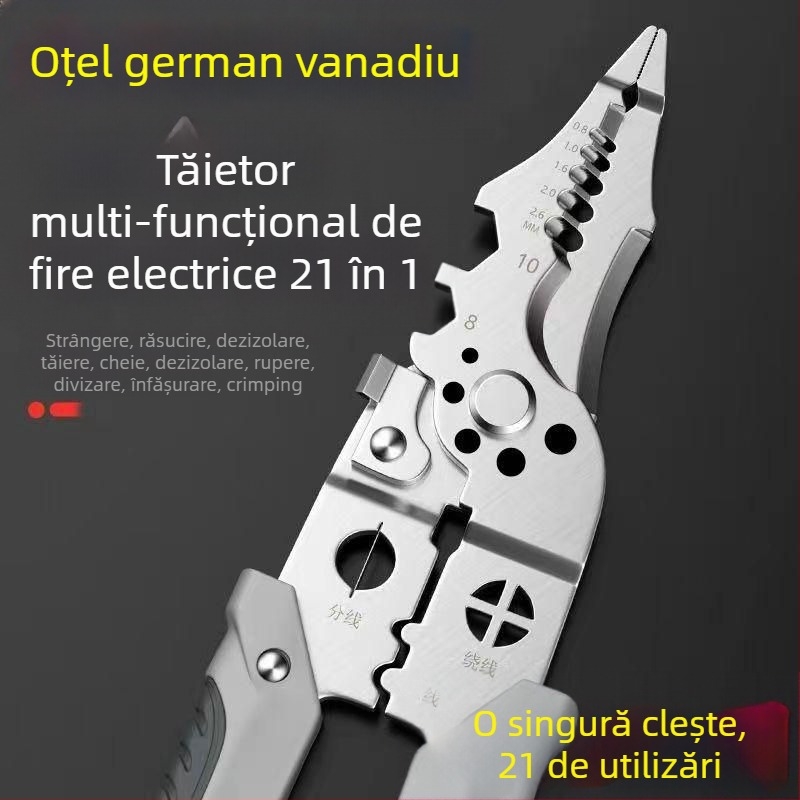 Clește 21 în 1 pentru dezizolarea cablurilor – pentru electricieni, unealtă industrială de dezizolare și crimpare