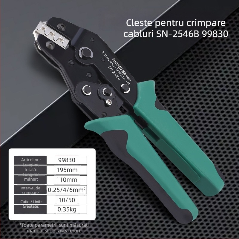 Topson Clești sertizoare cu mecanism ratchet - tip  țeavă pentru terminale goale, oțel de înalt carbon, greutate 0.38