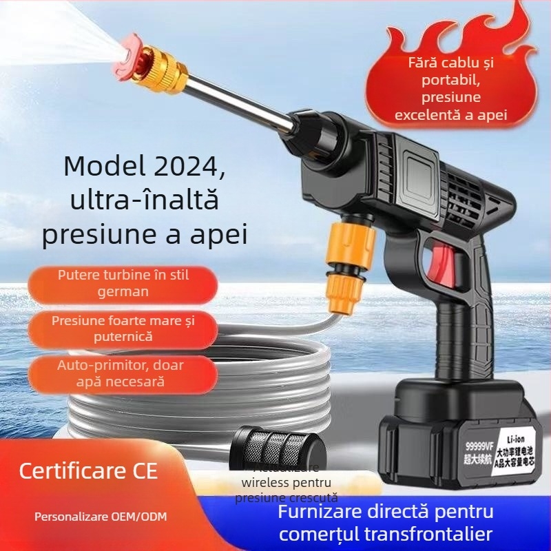 Jinbodi Sistemă de spălare auto fără fir, baterie cu litiu, duș portabil de înaltă presiune, 30 bar, rază de pulverizare 6 m, potrivită pentru spălat mașini, udarea plantelor și pulverizarea pesticidelor