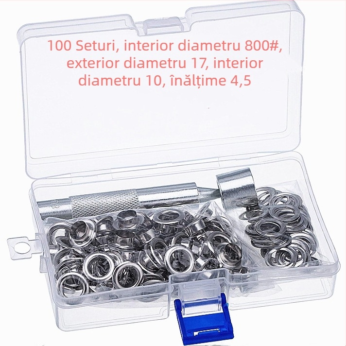 Set din alamă pentru eyelets (eyelet buckle), 100 bucăți, trusă de instrumente 3 piese, pentru paltoane, jeanși, pantofi, corturi