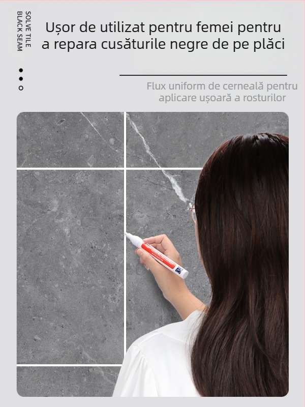 Stilou pentru rosturi de plăci ceramice – instrument de reparație a rosturilor și schimbare a culorii rosturilor (pentru plăci ceramice; reparație rosturi; etanșare)