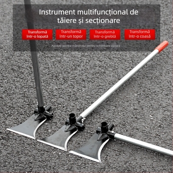 Lopata-foară multifuncțională din oțel cu mangan înalt; pentru tăiere, săpat și tunderea crengilor; pentru exterior; model: Lopată-foară multifuncțională