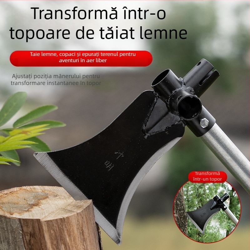 Lopata-foară multifuncțională din oțel cu mangan înalt; pentru tăiere, săpat și tunderea crengilor; pentru exterior; model: Lopată-foară multifuncțională