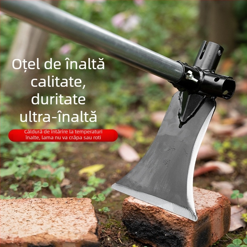 Lopata-foară multifuncțională din oțel cu mangan înalt; pentru tăiere, săpat și tunderea crengilor; pentru exterior; model: Lopată-foară multifuncțională