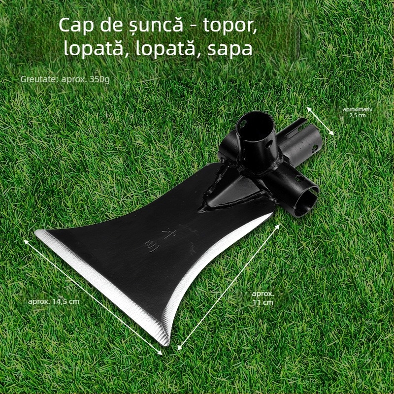 Lopata-foară multifuncțională din oțel cu mangan înalt; pentru tăiere, săpat și tunderea crengilor; pentru exterior; model: Lopată-foară multifuncțională