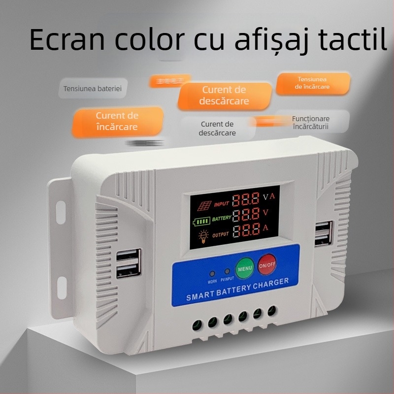 Controler solar pentru iluminat stradal cu identificare automată, 48V, carcasă din plastic, CE certificat