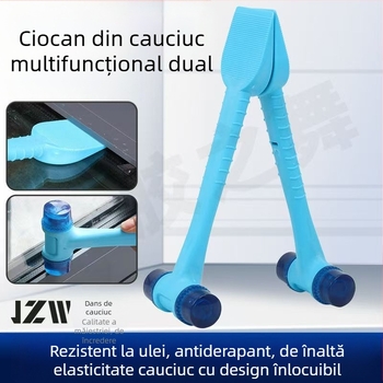 Ciocan cu miez de oțel și mâner din piele – unealtă de instalare 2-în-1 pentru plăci ceramice, rame de ușă și fereastră; lopată din plastic și bandă de etanșare din cauciuc