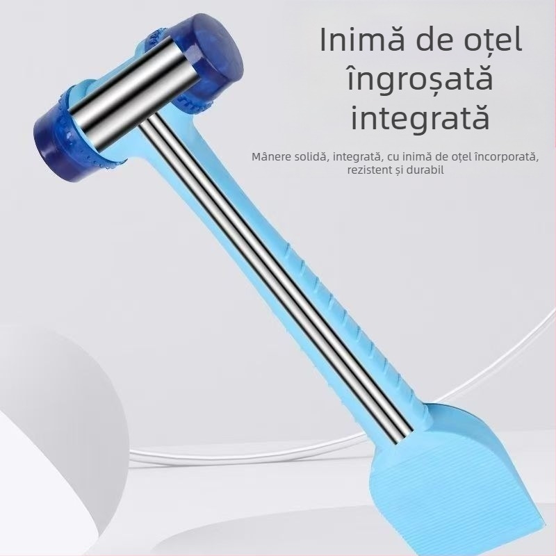 Ciocan cu miez de oțel și mâner din piele – unealtă de instalare 2-în-1 pentru plăci ceramice, rame de ușă și fereastră; lopată din plastic și bandă de etanșare din cauciuc