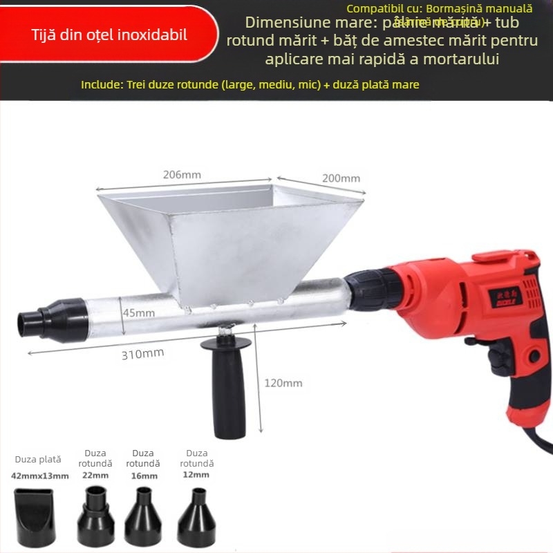 Pistol electric pentru rosturi cu ciment pentru uși și ferestre – dispozitiv de etanșare cu ciment, complet automat