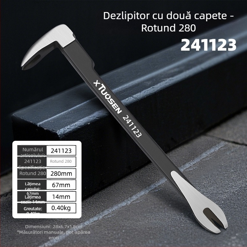 xTuosen Crowbar cu capăt dublu – horn nail remover, oțel carbon, tâmplărie, utilizare casnică