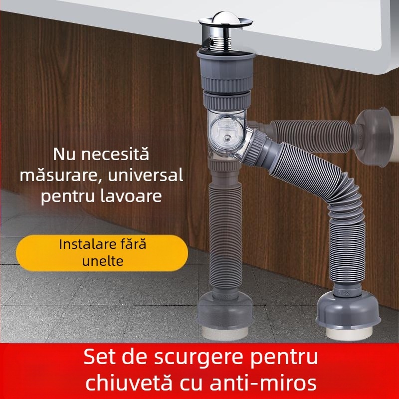 Kit universal de sifon pop-up pentru chiuvetă, ABS, Yayier Bathroom