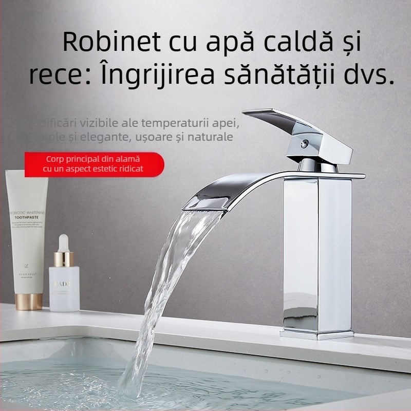 Robinet de chiuvetă montat pe blat, cu control dual, din aliaj de cupru, disc ceramic, 0–99°C, 1000 kPa