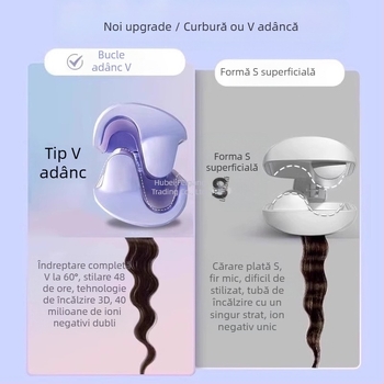 Ondulator automatic cu formă de ou – trei în unu, cilindru ceramic, control termostatic, potrivit pentru păr ud și uscat, 25–39W