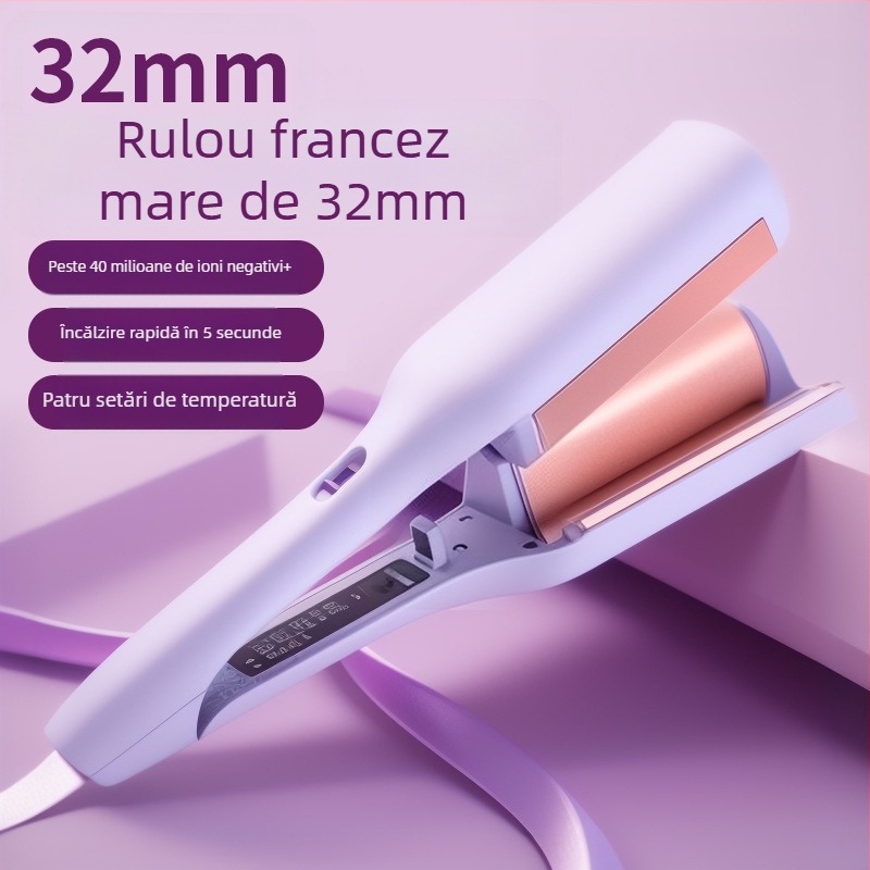 Ondulator automatic cu formă de ou – trei în unu, cilindru ceramic, control termostatic, potrivit pentru păr ud și uscat, 25–39W