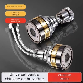 Extender pentru robinet de bucatarie cu cap semi-cupru, duza cu trei trepte, control monocanal, montaj prin șuruburi, cap de stropire rotativ universal (placare electrolitică; materiale ABS+copper / ABS+copper+oțel inox; temperatură de lucru 0-80°C)