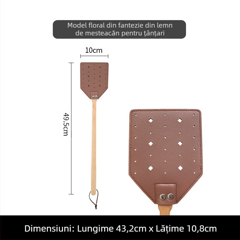 Pușcă de muște din piele cu mâner lung din lemn de fag — durabilă, netoxică, opțiune de personalizare