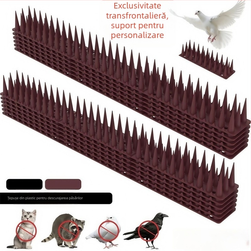 Spini din plastic pentru respingerea păsărilor, set de 12 bucăți, material PP, pentru balcon și curte, respingere păsări și pisici