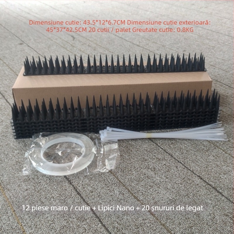 Spini din plastic pentru respingerea păsărilor, set de 12 bucăți, material PP, pentru balcon și curte, respingere păsări și pisici