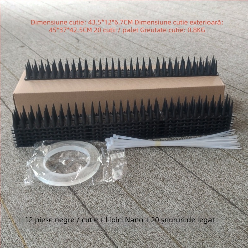 Spini din plastic pentru respingerea păsărilor, set de 12 bucăți, material PP, pentru balcon și curte, respingere păsări și pisici