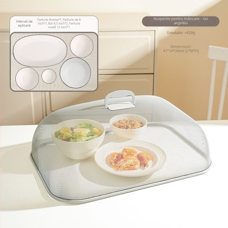 Capac de mâncare din oțel inoxidabil pentru bucătărie - capac multifuncțional cu cârlig de agățare, design modern minimalist, origine: Yongkang, lansat în 2024