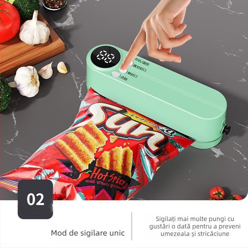 Mini sigilator de vid fără fir, reîncărcabil, carcasă ABS, capacitate 500–1000 ml, model 818, aparat de bucătărie