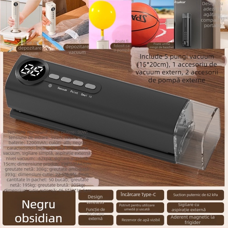 Mini sigilator de vid fără fir, reîncărcabil, carcasă ABS, capacitate 500–1000 ml, model 818, aparat de bucătărie