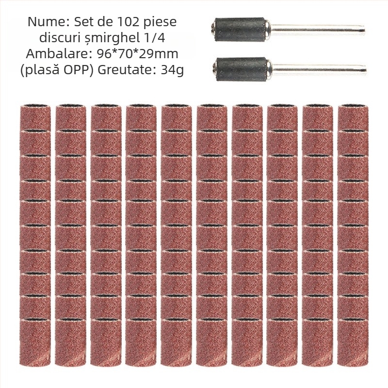 Set capete de șlefuit unghii, 102 buc, Material: șmirghel, Brand: Jia Shiteng, Diametru ax 1/2 și 3/8