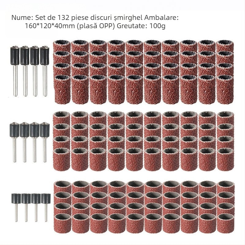 Set capete de șlefuit unghii, 102 buc, Material: șmirghel, Brand: Jia Shiteng, Diametru ax 1/2 și 3/8