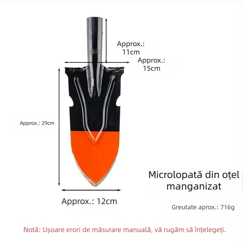 Lopata agricolă pentru grădină și exterior — oțel mangan, pentru săparea rădăcinilor de copac, solului și șanțurilor