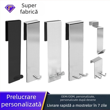 Cuiere de baie din oțel inoxidabil 304 pentru ușă de sticlă, montaj pe spate fără găuri, suport metalic detașabil cu un singur cârlig, capacitate 5 kg, design modern minimalist