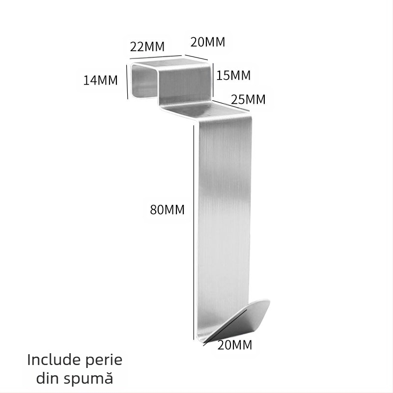 Cuiere de baie din oțel inoxidabil 304 pentru ușă de sticlă, montaj pe spate fără găuri, suport metalic detașabil cu un singur cârlig, capacitate 5 kg, design modern minimalist