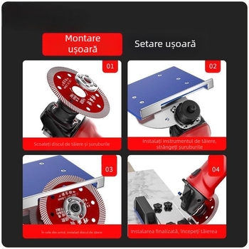 Accesoriu pentru șlefuitorul unghiular, model 100, tăiere la 45° pentru plăci, suport fix de tăiere
