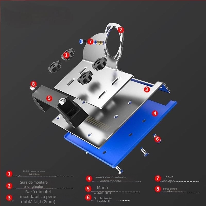 Accesoriu pentru șlefuitorul unghiular, model 100, tăiere la 45° pentru plăci, suport fix de tăiere