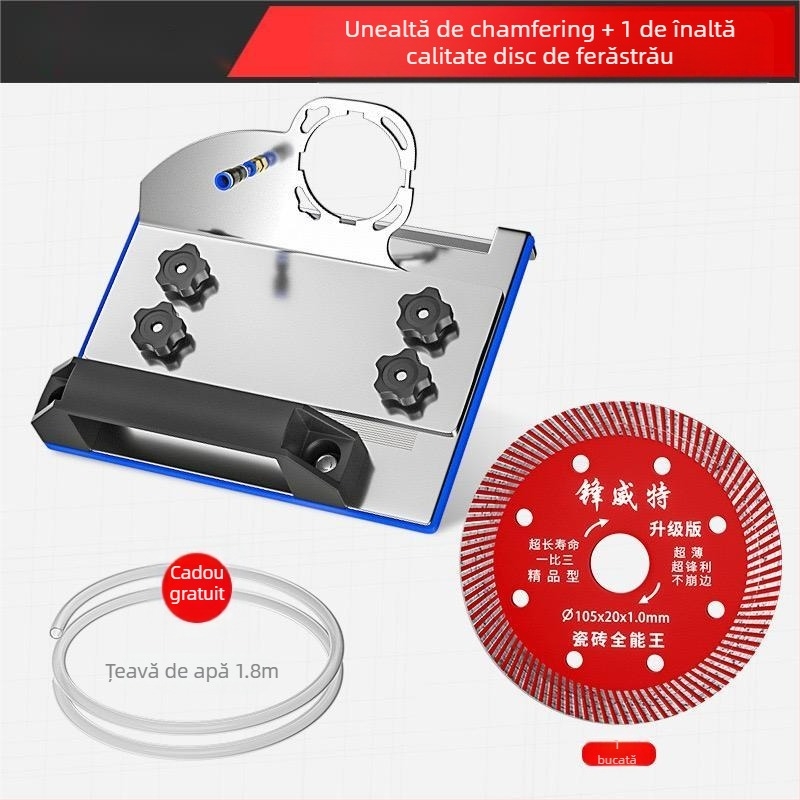 Accesoriu pentru șlefuitorul unghiular, model 100, tăiere la 45° pentru plăci, suport fix de tăiere