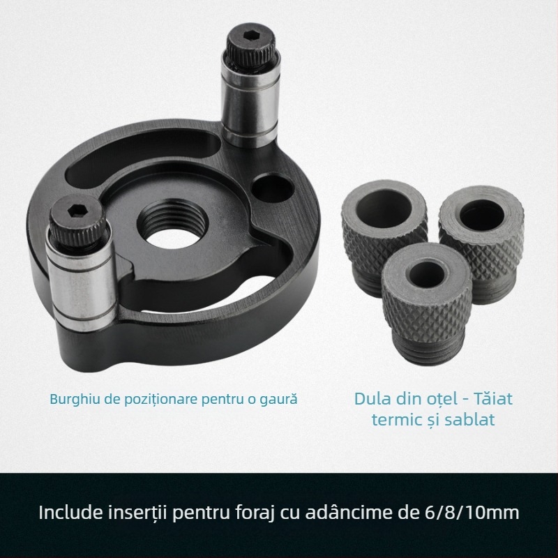 DARE cioc de poziționare cu gaură unică pentru tâmplărie — centru adaptiv de localizare a găurii, compatibil cu burghie din oțel sau oțel inoxidabil 6/8/10; greutate 0,14 kg
