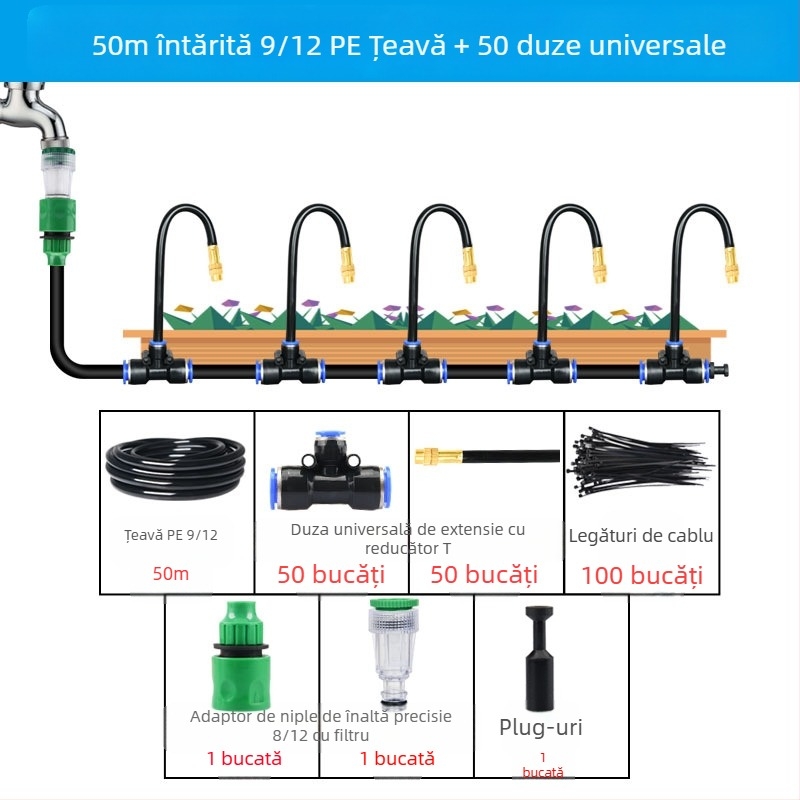 Slayry Serie Giclee duză de pulverizare, flux reglabil 0,3–1 L/min, pentru grădinărit de acasă