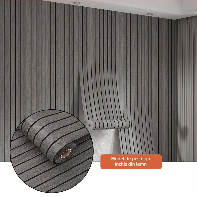 Tapet autoadeziv 3D cu aspect lemn – PVC; impermeabil, rezistent la umezeală și pete; 1 rulon