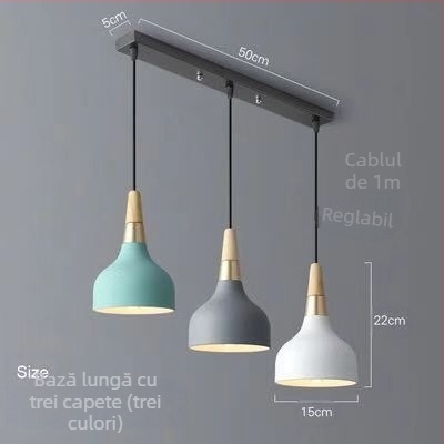 Lampa pendant Nordic cu trei capete din fier, LED, 220V, model AL0038