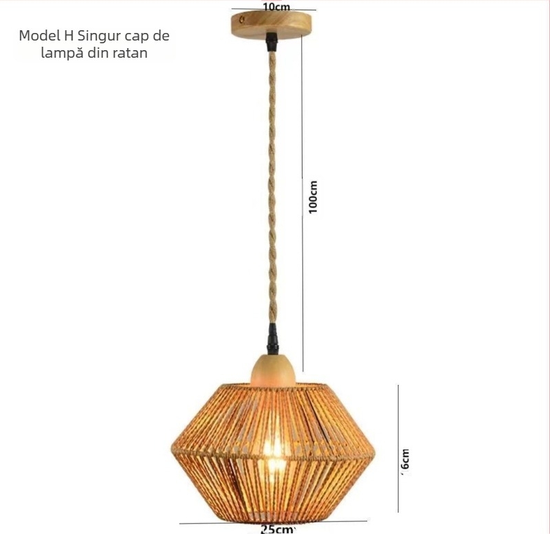 Lampă de perete cu abajur din bambus împletit, artă din lemn, inspirație tea house, stil japonez retro, lampă creativă pentru dormitor, 220V, certificare 3C 2023010105591769