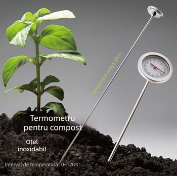 Termometru de precizie înaltă pentru temperatura alimentelor, compost, sol și apă