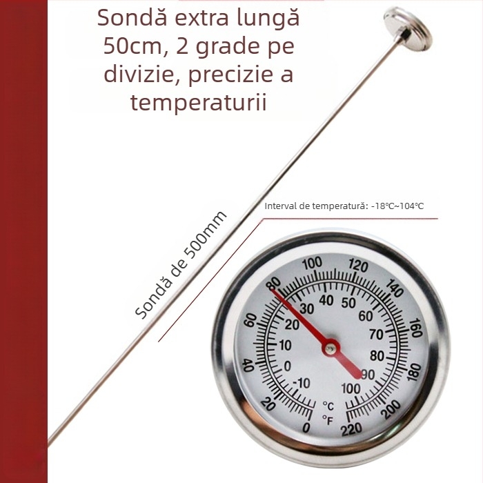 Termometru de precizie înaltă pentru temperatura alimentelor, compost, sol și apă